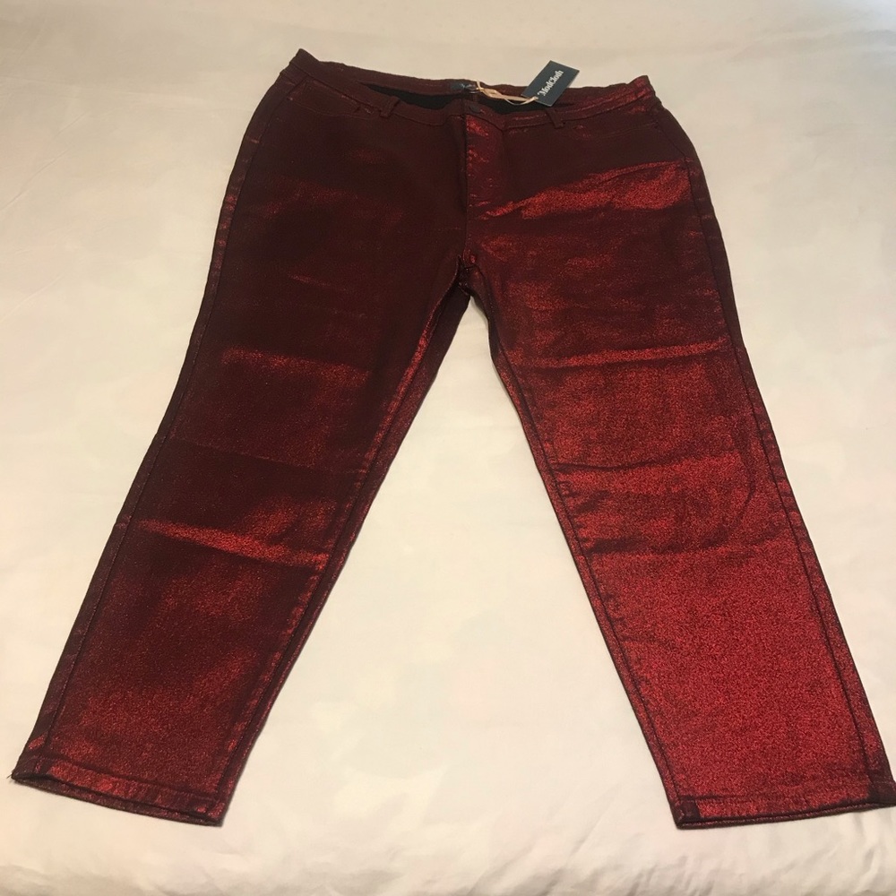 New ModCloth Red and Black Glitter Jeans